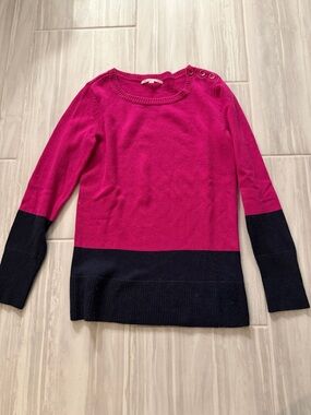 Colorblock Boatneck Sweater - Pink and Navy